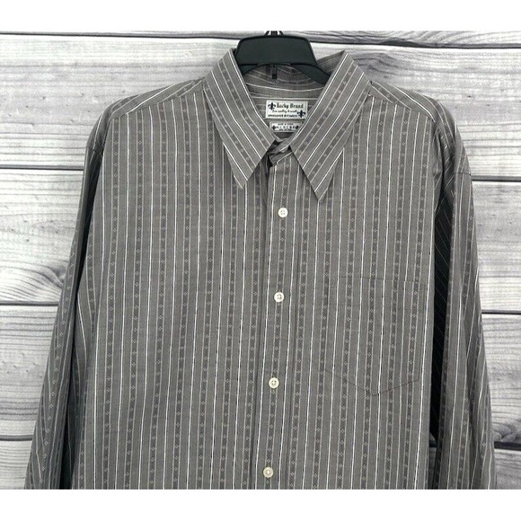 Lucky Brand Other - LUCKY BRAND BUTTON‎ FRONT LONG SLEEVE SHIRT Men's Size XL GREY STRIPE